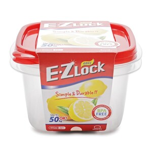 Bộ 2 Hộp Nhựa Ezlock Nắp Đỏ Lock&Lock HLE8224S 970Ml