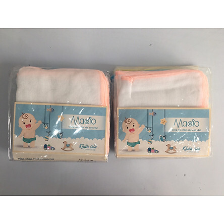 Bộ 2  khăn sữa Cotton Macio 3 lớp- 30 x 30 cm-  10 khăn bộ P789