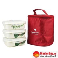 Bộ 3 hộp sứ cao cấp chữ nhật HappyCook HCC-03R