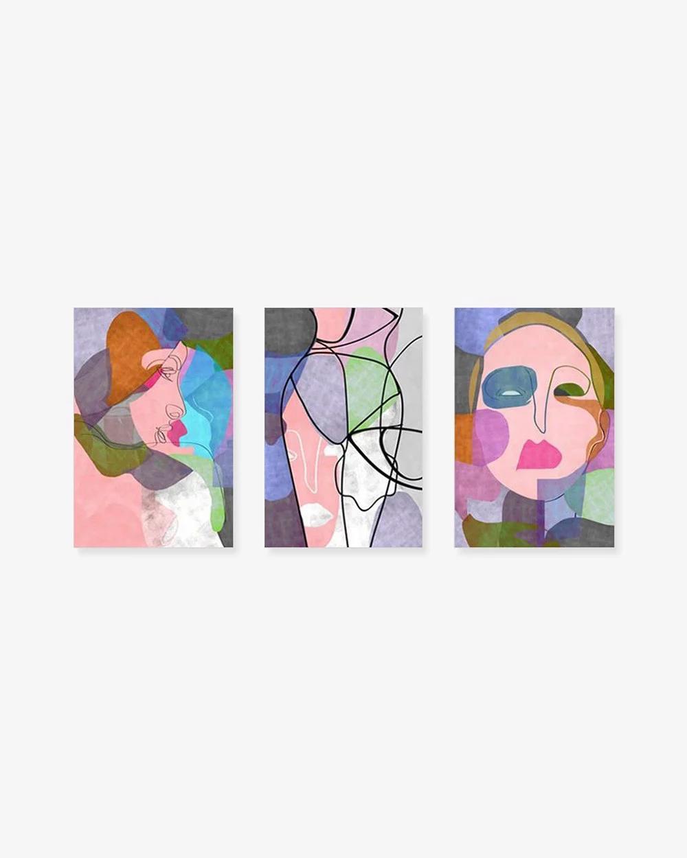 Bộ 3 tranh Abstract Lady Modern