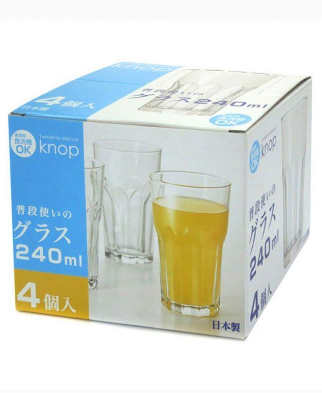 Bộ 4 cốc thủy tinh 240ml họa tiết pha lê (Japan)