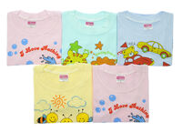 Bộ 5 Áo bo cổ tay dài màu Nanio AD039 - size 3 , 6-9 tháng