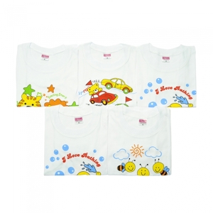 Bộ 5 Áo bo cổ tay ngắn trắng Nanio size 4-AD064