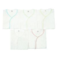 Bộ 5 Áo cài giữa sơ sinh TN trắng viền chỉ Nanio AD072 -  size 1
