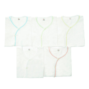 Bộ 5 Áo cài giữa sơ sinh trắng viền chỉ Nanio AD069 -  size 1 ,  0-3 tháng