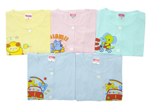 Bộ 5 Áo cài giữa tay ngắn màu Nanio AD093 -  size 3 , 6-9 tháng