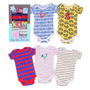 Bộ 5 body liền quần tay ngắn bé trai Dobi ALQ01