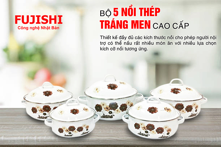 Bộ 5 nồi tráng men Fujishi FJ-501A