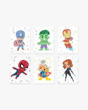 Bộ 6 tranh Avengers Watercolor