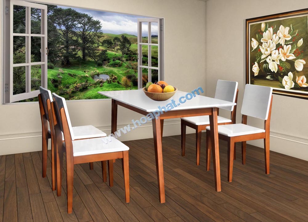 Bộ bàn ăn 6 ghế hòa phát bằng gỗ HGB63A + 6HGG63
