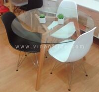 Bộ bàn kính chân gỗ 3 ghế BGN31