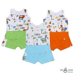 Bộ bé trai ba lỗ họa tiết dễ thương số 5 7715 - 4- 5 tuổi