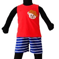 Bộ bé trai gấu Vaninice - quần kẻ ngang