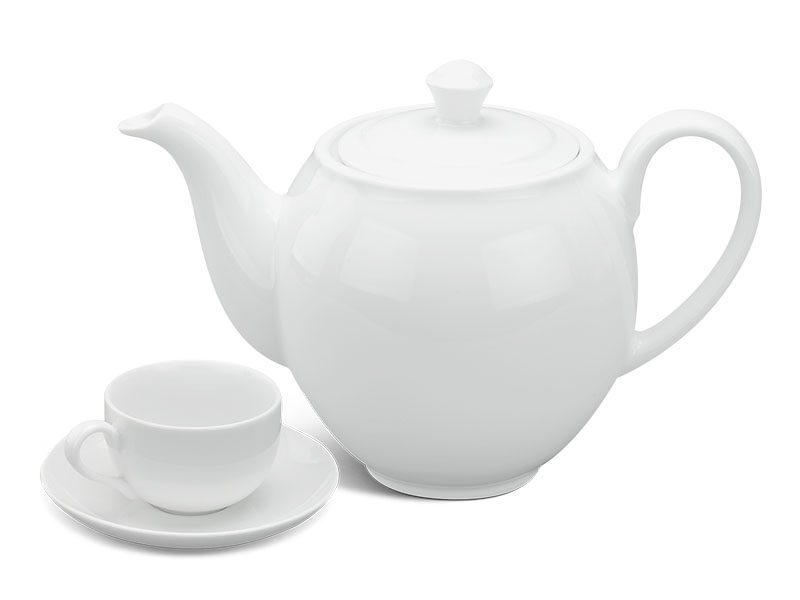 Bộ bình trà Camellia men trắng 0.8L