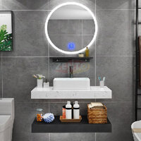 Bộ chậu lavabo bàn đá kệ gương đèn led ZT-LV8972