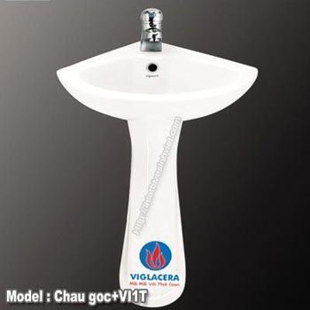 Bộ chậu rửa Lavabo góc treo tường Viglacera VG1 + Chân đứng VI1T