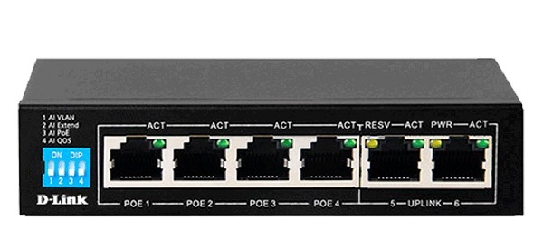 Bộ chia mạng 4 cổng Switch PoE D-Link DES-F1006P-E