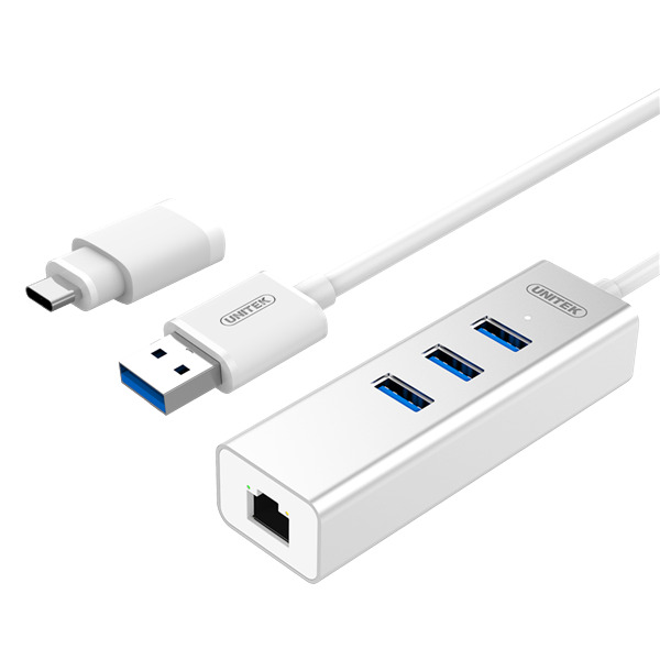Bộ chia USB3.0 3-Port + Gigabit Ethernet Aluminium Hub Unitek Y-3083B