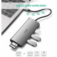 Bộ chuyển đổi với PD Type C ra SD+TF+3 USB3.0 port Ugreen 50598