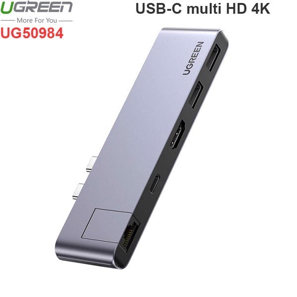 Bộ chuyển Dual USB Type C to HDMI+USB 3.0+LAN 1Gbps + Dual Type C Ugreen 50984