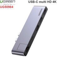 Bộ chuyển Dual USB Type C to HDMI+USB 3.0+LAN 1Gbps + Dual Type C Ugreen 50984