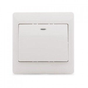 Bộ công tắc đơn vuông 2 chiều 2 cực có đèn LED xanh Simon S50 53224BD