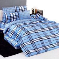 Bộ ga trải giường TOTO màu xanh họa tiết kẻ 278BL