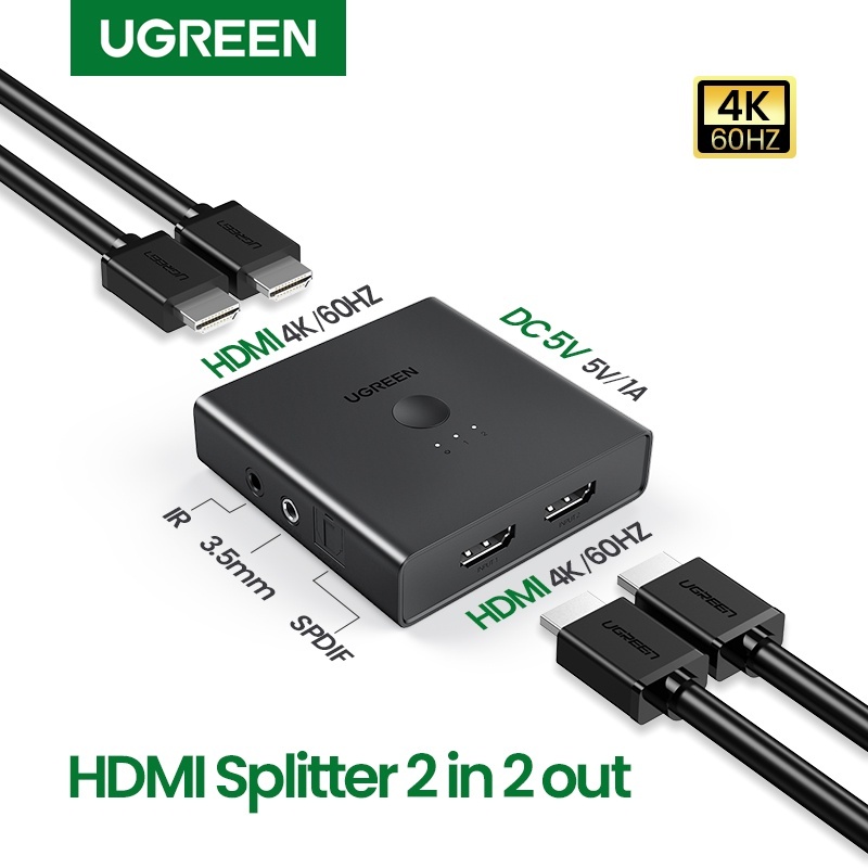 Bộ gộp HDMI 2 vào 2 ra chuẩn HDMI 2.0 hỗ trợ 4K/60Hz Ugreen 70689