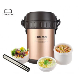 Bộ hộp cơm giữ nhiệt Lock&amp;Lock Multi-Use Vacuum Lunch - LHC6170FU Pink Gold