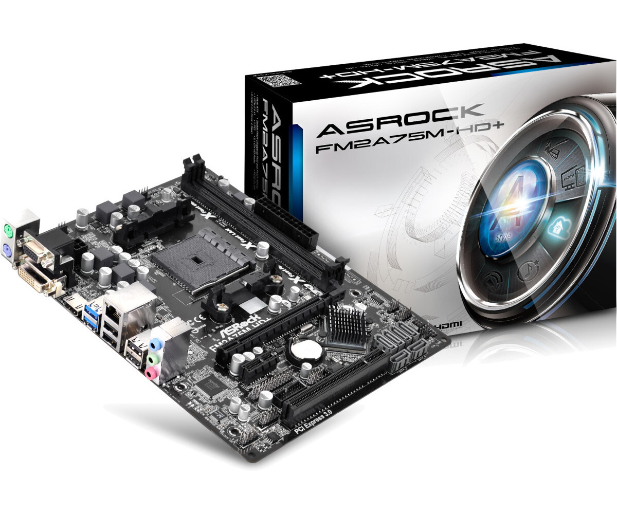 Bo mạch chủ (Mainboard) Asrock FM2A75M - HD+ - Socket FM2+, AMD A75 FCH, 2 x DIMM, Max 32GB, DDR3