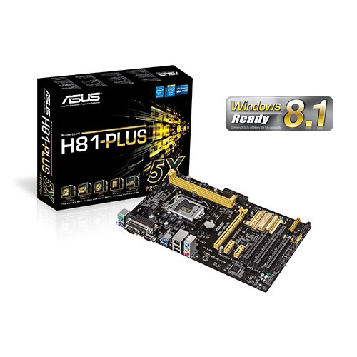 Bo mạch chủ (Mainboard) Asus H81-PLUS - Socket 1150, Intel H81, 2 x DIMM, Max 16GB, DDR3