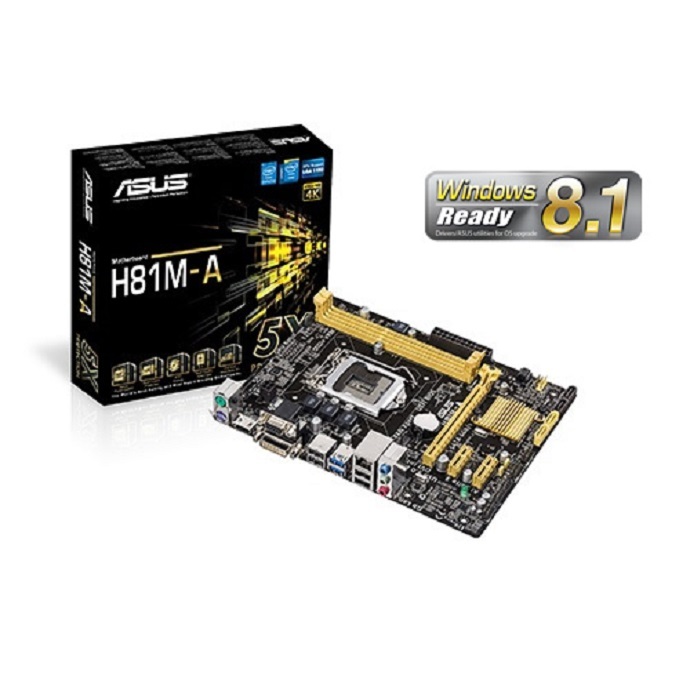 Bo mạch chủ (Mainboard) Asus H81M-A - Socket 1150, Intel H81, 2 x DIMM, Max 16GB, DDR3