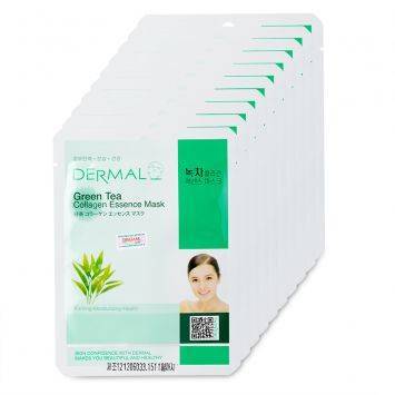 Bộ mặt nạ collagen chiết xuất trà xanh Dermal Green Tea Collagen Essence Mask 10 gói/bộ
