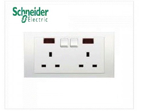 Bộ ổ cắm đôi 3 chấu Vivace Schneider KB25N_AS