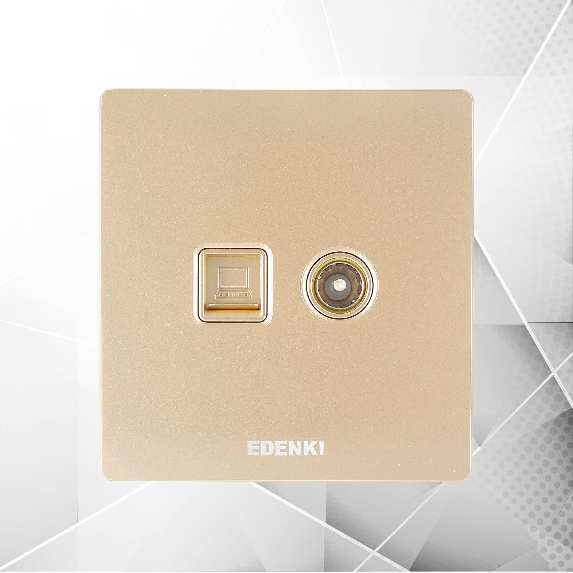 Bộ ổ cắm mạng/tivi Edenki EE-C5TV02-G