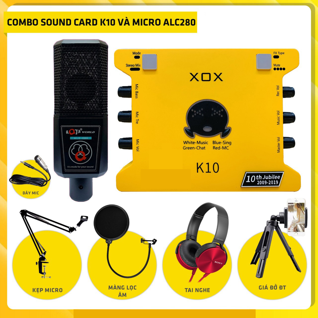 Bộ thu âm XOX K10 + Micro LGT 240