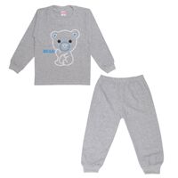 Bộ thun tay dài xám in gấu Nanio F0290 - size 4 , 2-3 tuổi