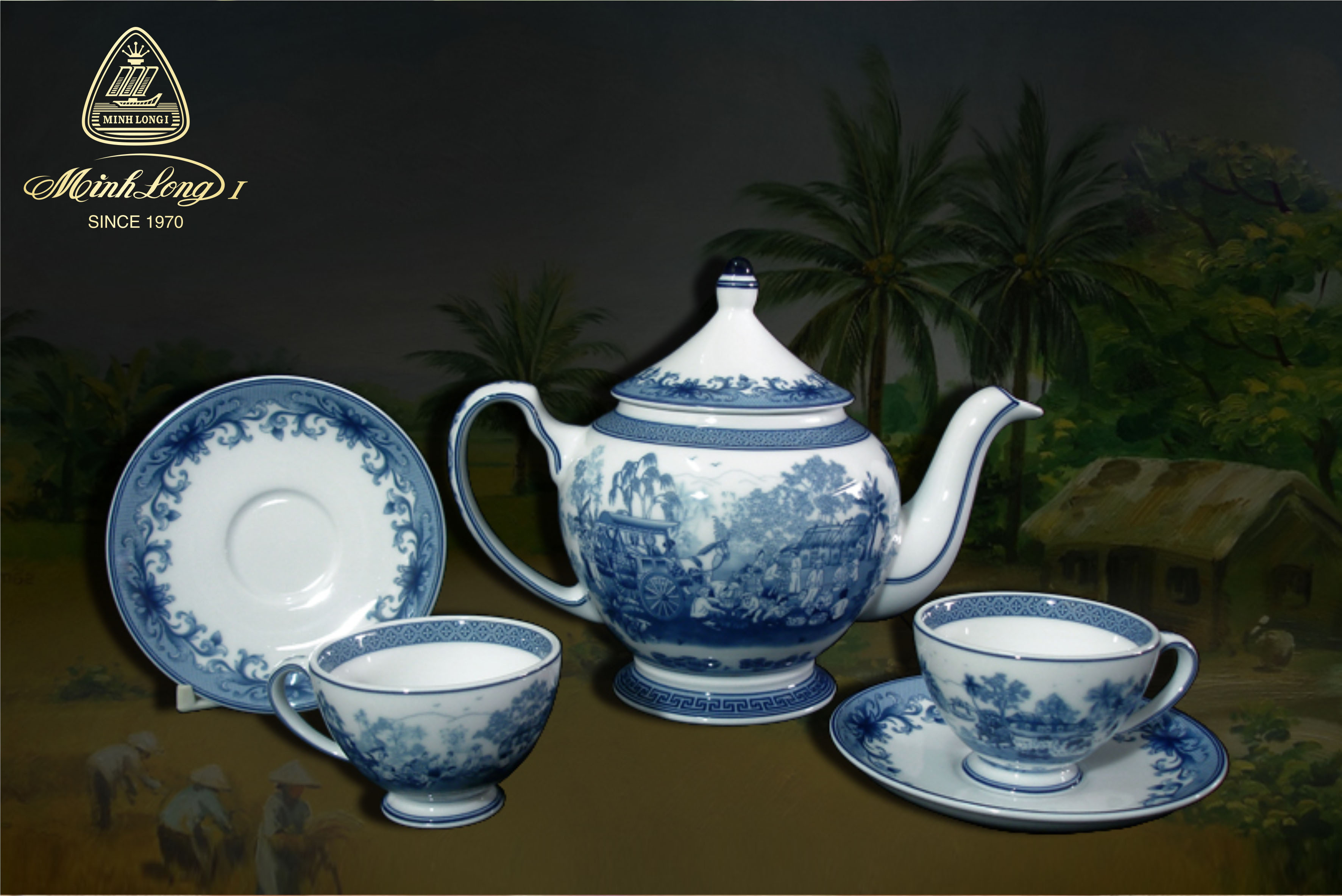 Bộ trà 0.8L Hoàng Cung Hồn Quê Vàng 01084037503 Minh Long