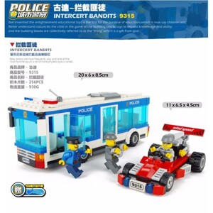 Bộ xếp hình Gudi 9315 Xe buýt cảnh sát - 256 chi tiết