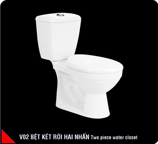 Bồn cầu Hảo Cảnh V02 - 2 khối, 2 nút nhấn chính hãng giá rẻ