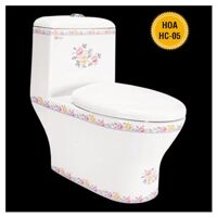 Bồn cầu liền khối Hảo Cảnh 1002 - hoa văn HC05