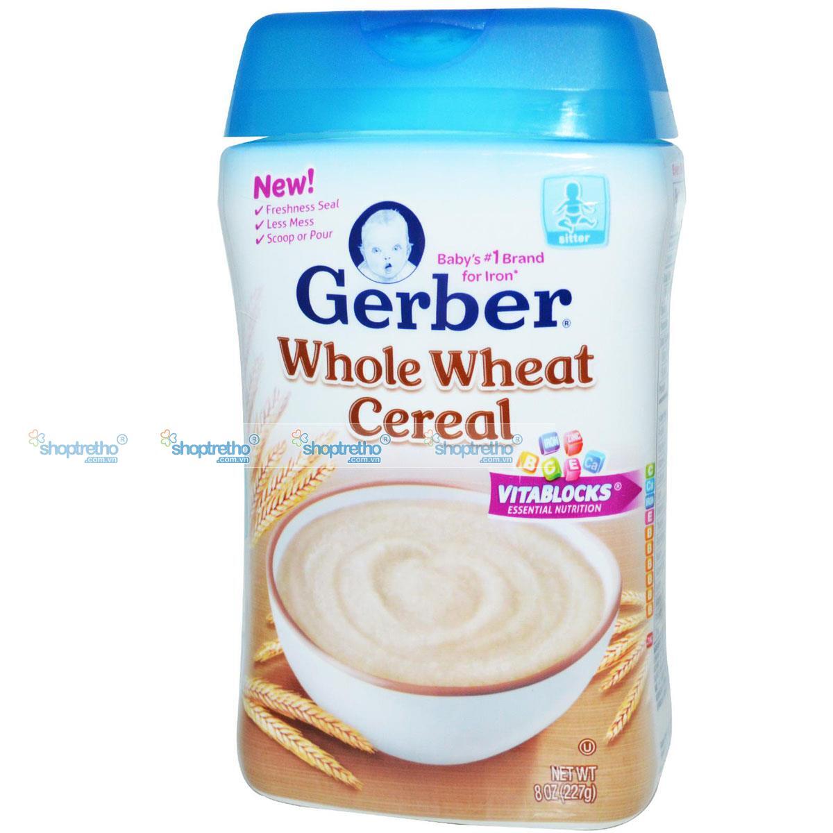 Bột ăn dặm Gerber lúa mỳ Whole Wheat Cereal 227g