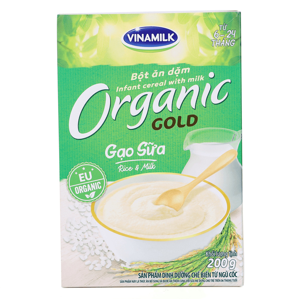 Bột ăn dặm Vinamilk organic Gold gạo sữa 200g