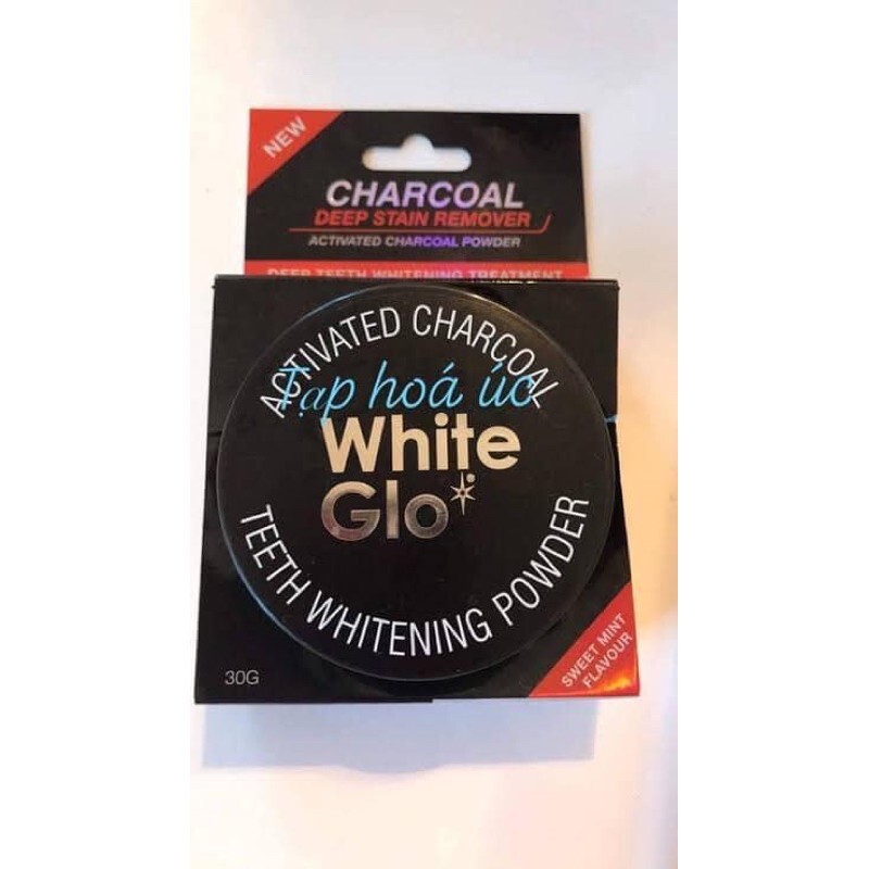 Bột than chà trắng răng White Glo đến từ Úc- White Glo Activated Charcoal Teeth Polishing