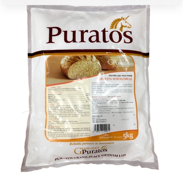 Bột trộn bánh mì nguyên cám Puravita 5kg