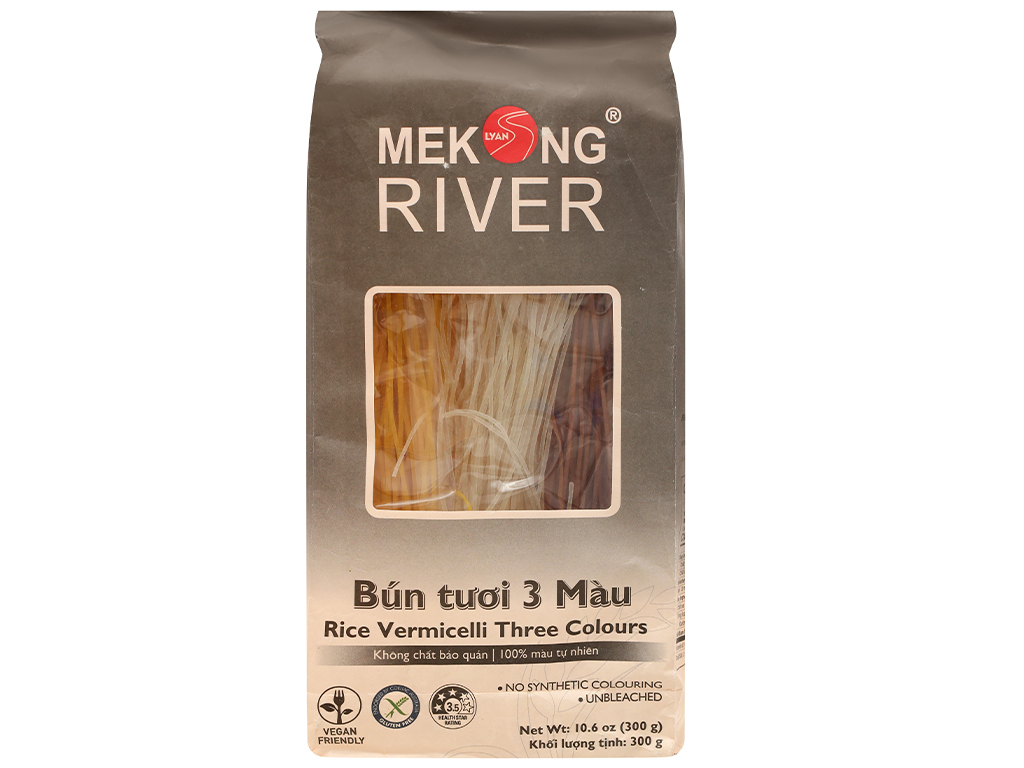 Bún tươi dạng khô Mekong River 3 màu gói 300g