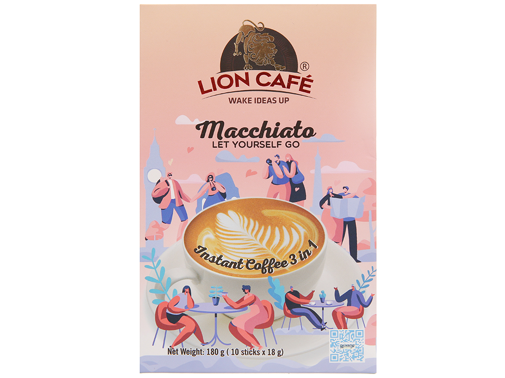 Cà phê hòa tan 3in1 Macchiato Lion Cafe - 180g (10 que)
