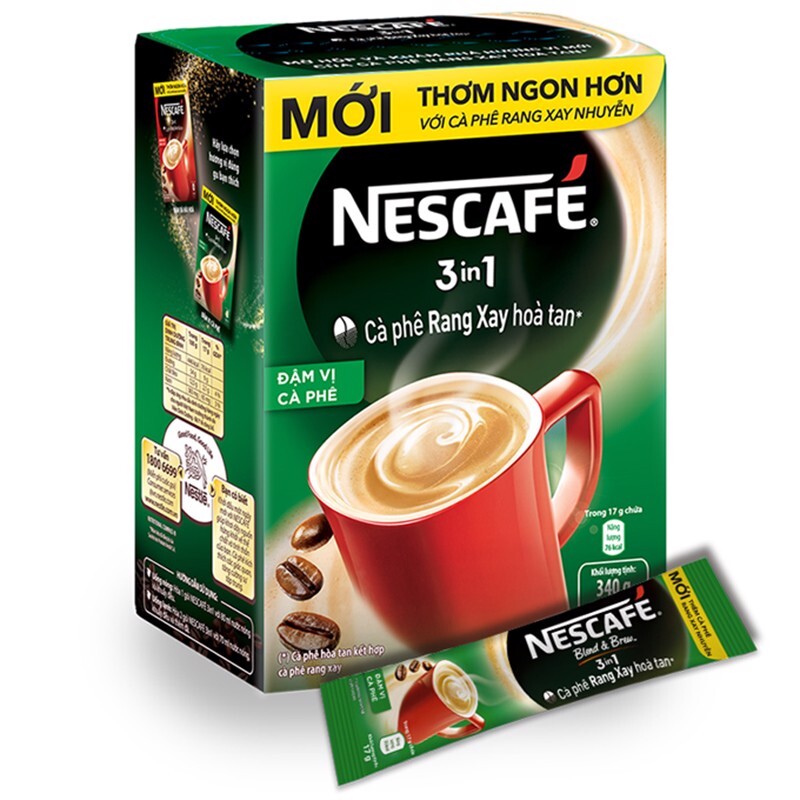 Cà phê sữa NesCafe Đậm vị 3 trong 1 hộp 20 gói x 17g chính hãng giá rẻ