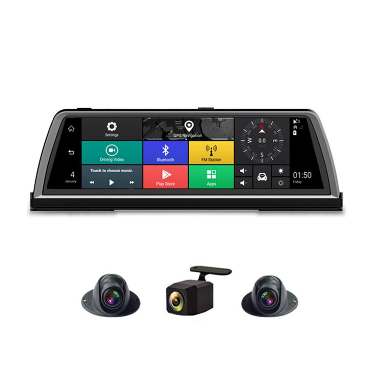 Camera hành trình đặt taplo ô tô cao cấp WHEXUNE K600 tích hợp 4 camera, Android Wifi GPS