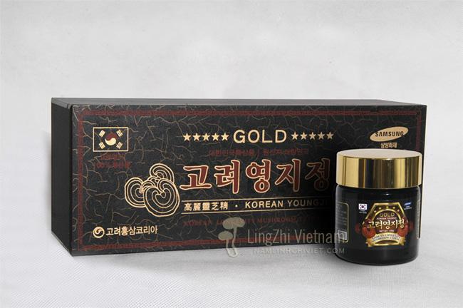 Cao Linh Chi Núi Hộp Gỗ Đen Korean Longevity Mushroom Extract Gold - 120g x 3 lọ